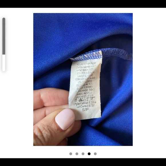 Royal Blue Dress with Sheer Sleeve - Picture 3 of 4